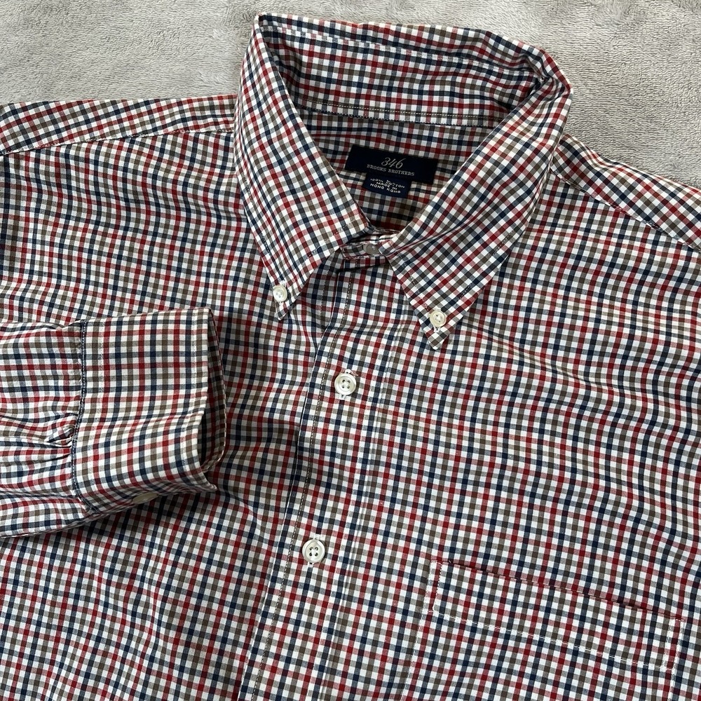 Brooks Brothers 346 Men's L Multicolor Plaid Long Sleeve Button Down Shirt